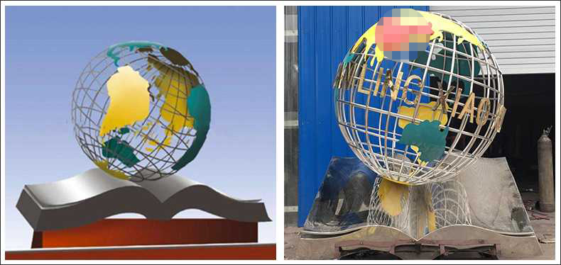 不銹鋼地球，景觀地球雕塑，學校地球儀擺件